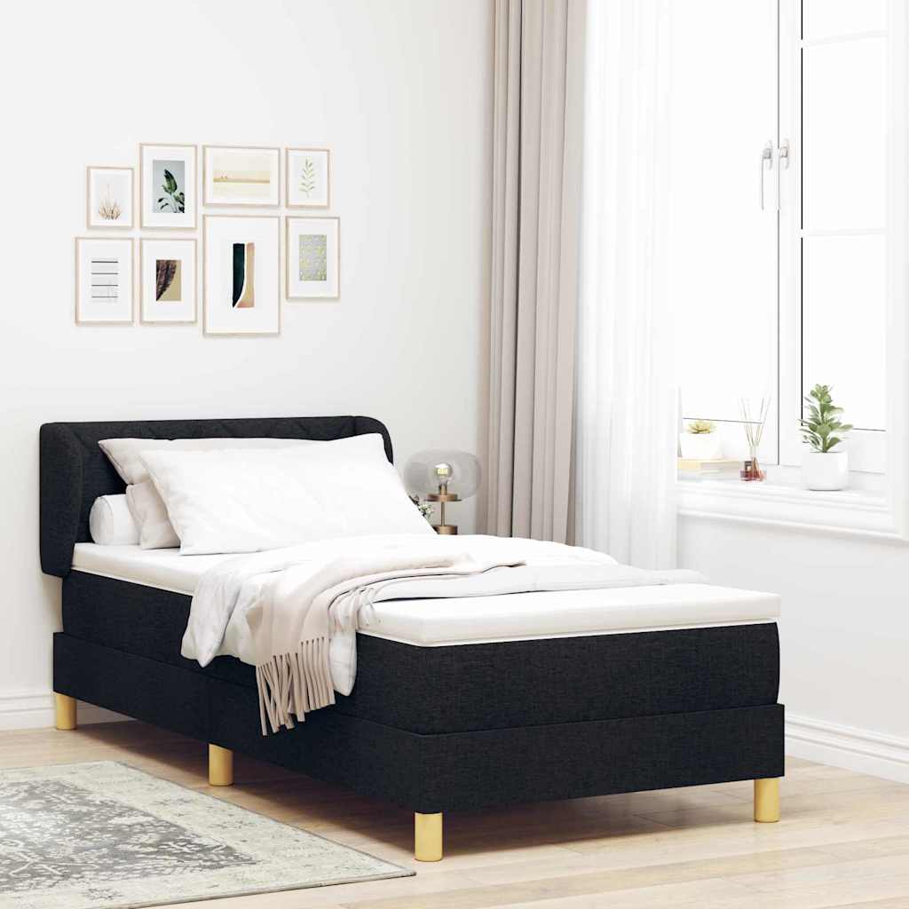 Letto a molle con materasso Nero 100 x 200 cm Tessuto