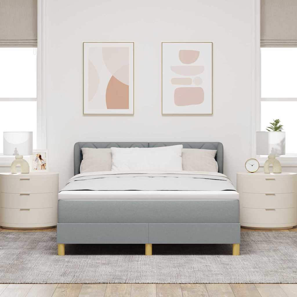 Letto a molle con testiera Grigio chiaro 140 x 190 cm Tessuto | homemem39