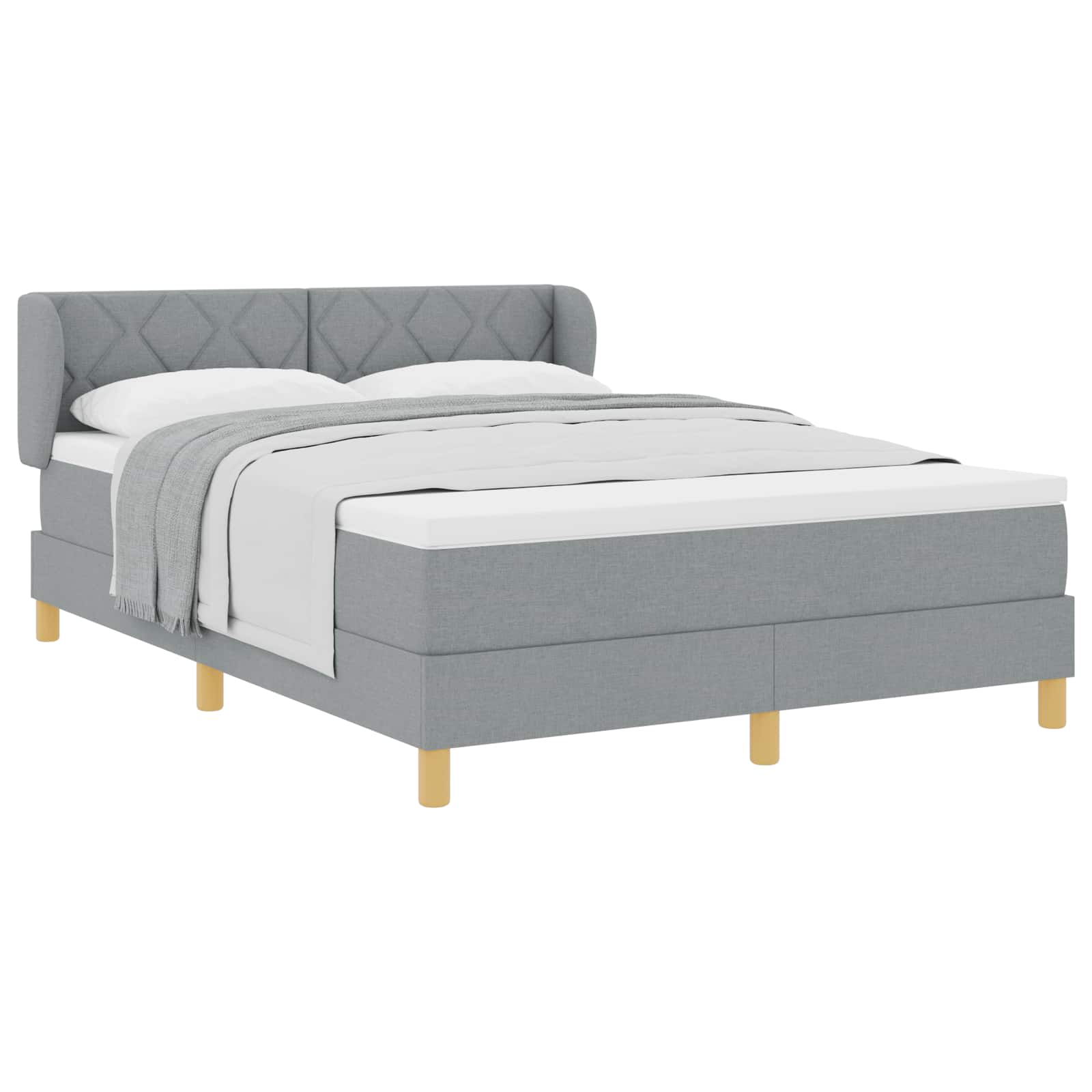Letto a molle con testiera Grigio chiaro 140 x 200 cm Tessuto | homemem39
