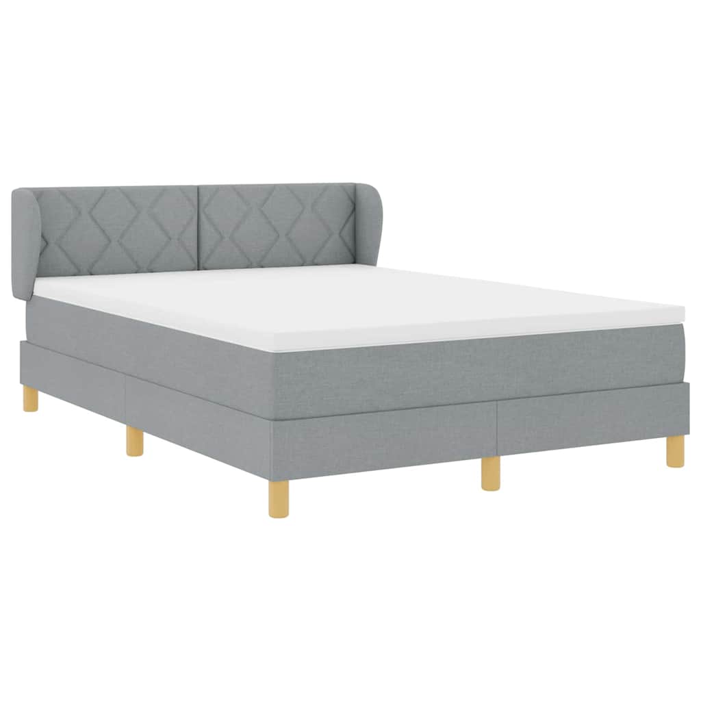 Letto a molle con testiera Grigio chiaro 140 x 200 cm Tessuto | homemem39