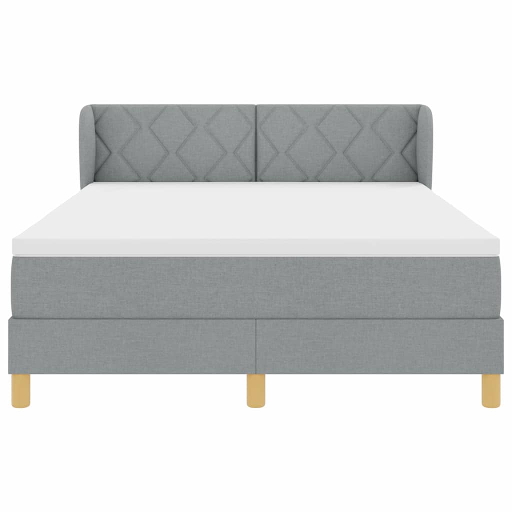 Letto a molle con testiera Grigio chiaro 140 x 200 cm Tessuto | homemem39