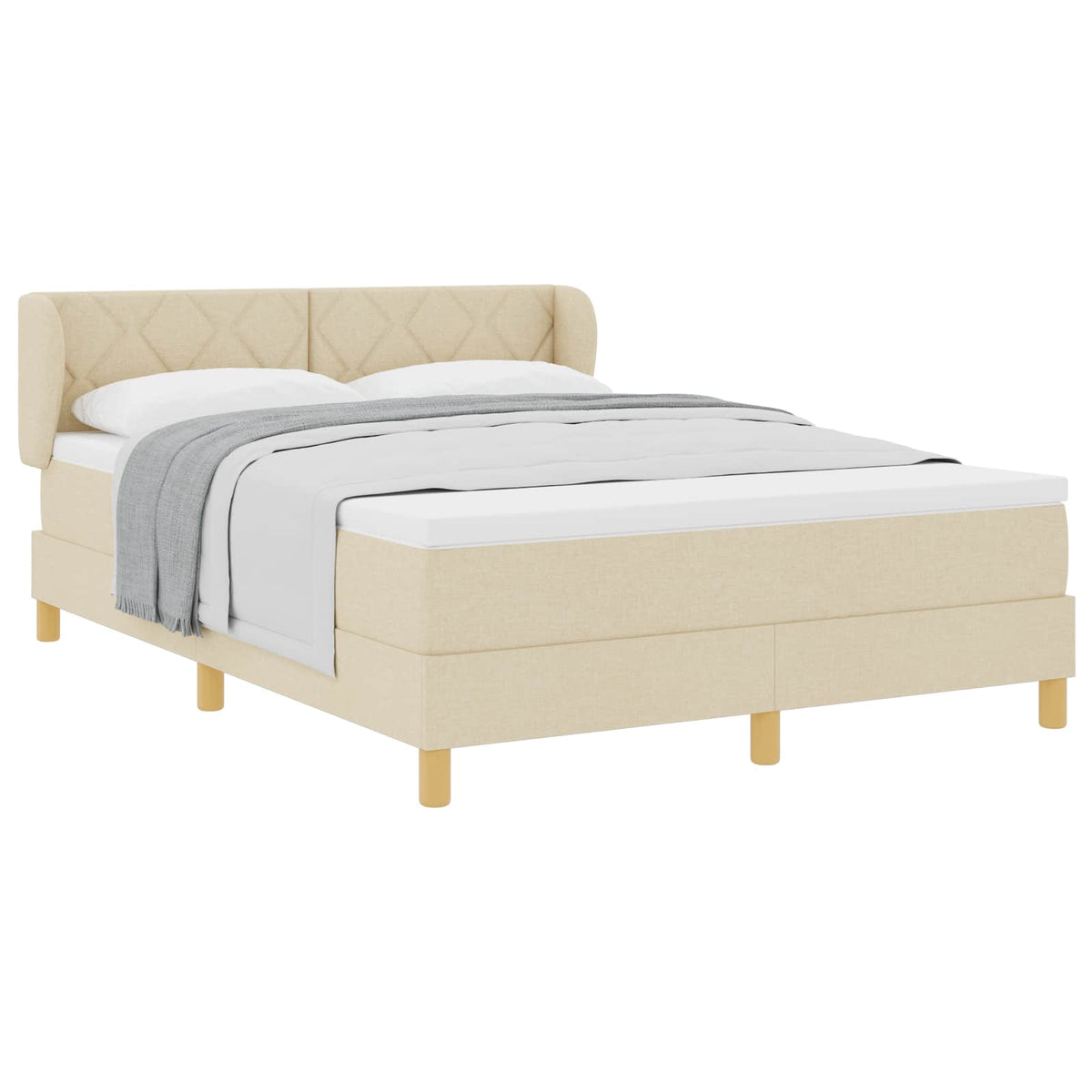 Letto a molle con testiera Crema 140 x 200 cm Tessuto