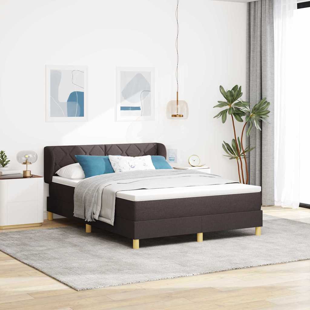 Letto a molle con testiera Marrone Scuro 160 x 200 cm Tessuto | homemem39
