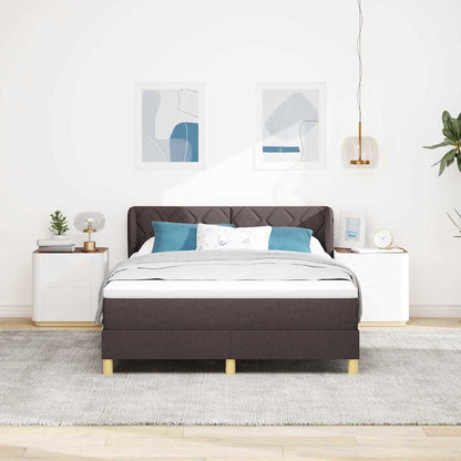 Letto a molle con testiera Marrone Scuro 160 x 200 cm Tessuto | homemem39