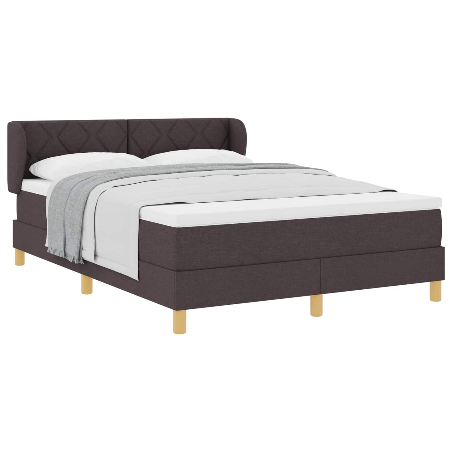 Letto a molle con testiera Marrone Scuro 160 x 200 cm Tessuto | homemem39