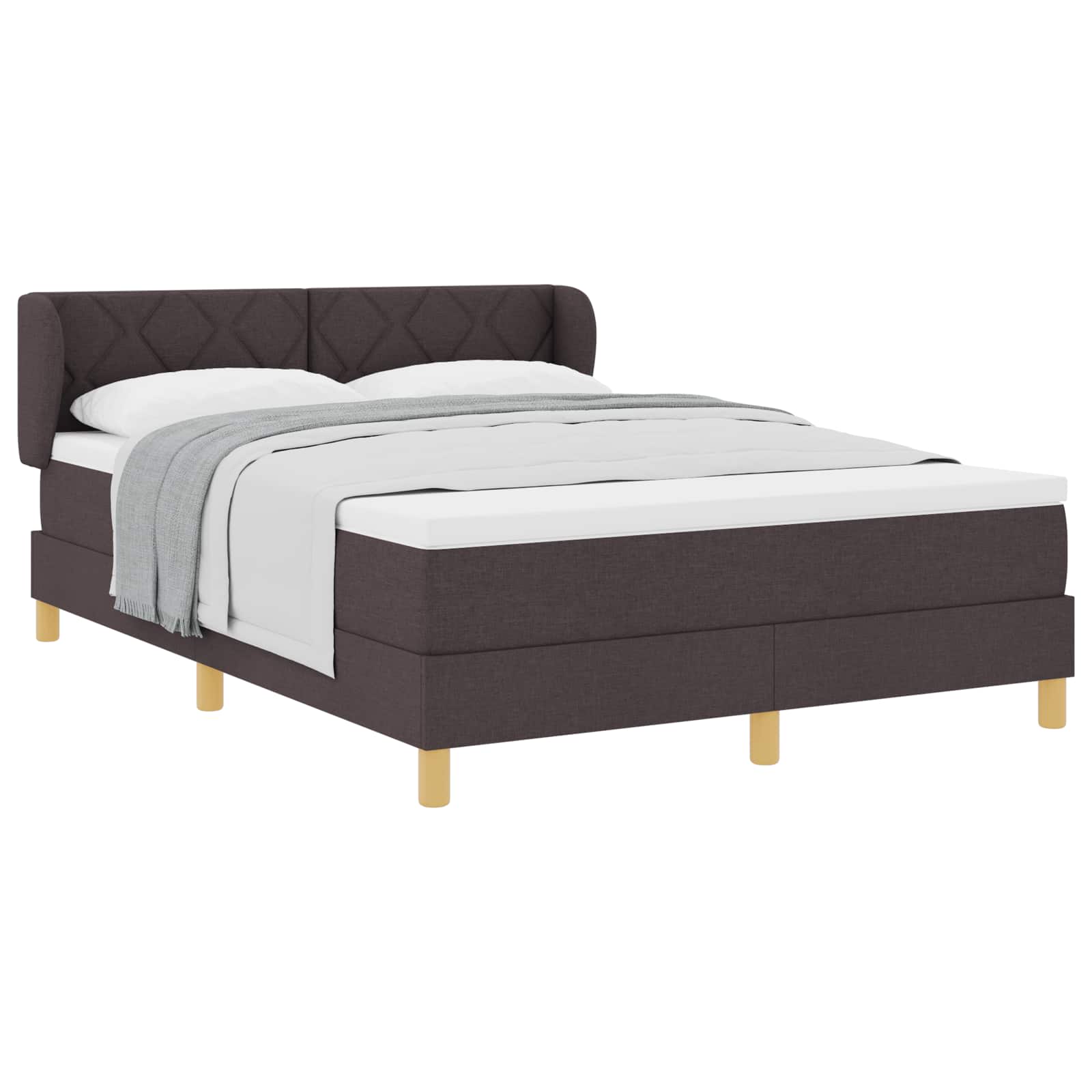 Letto a molle con testiera Marrone Scuro 160 x 200 cm Tessuto | homemem39