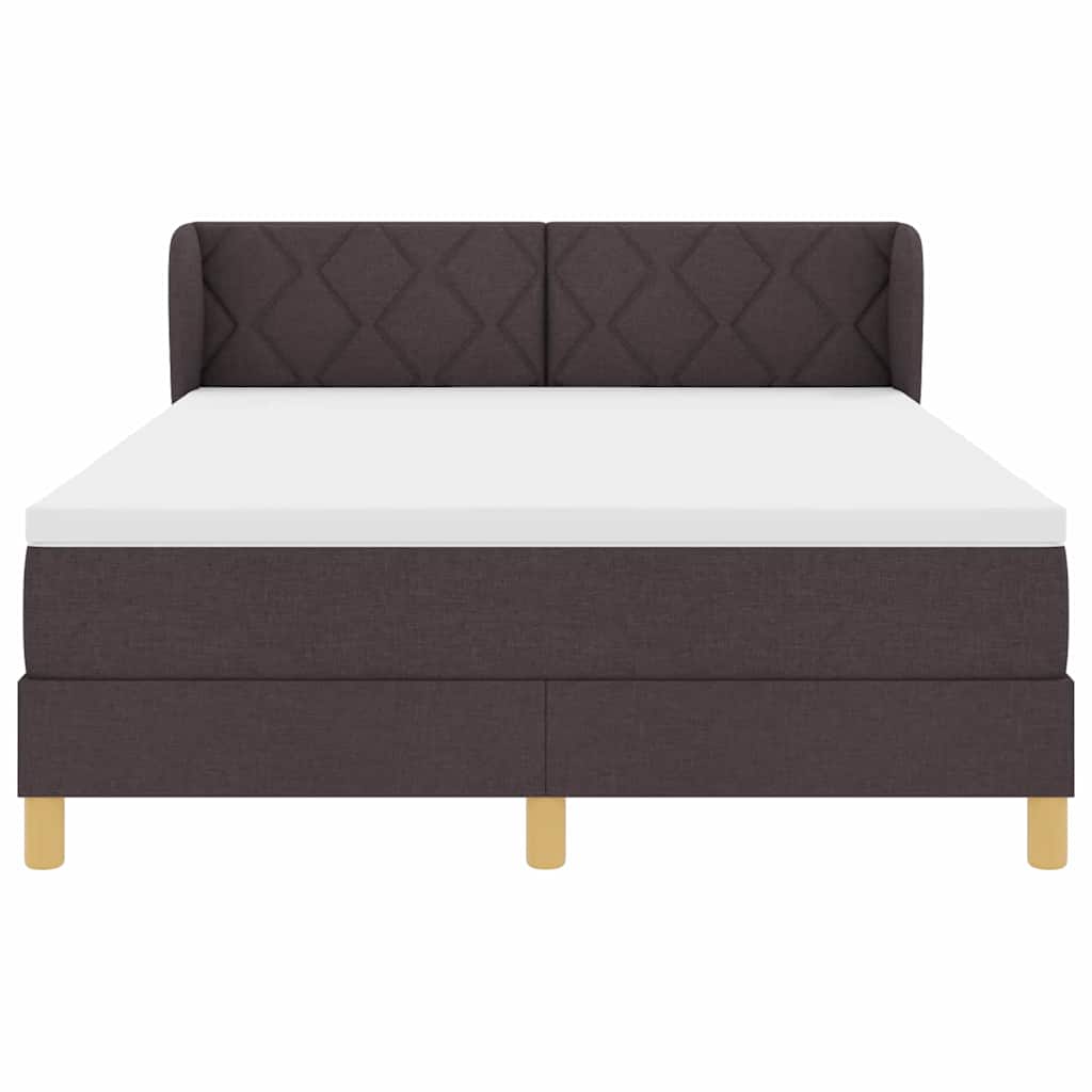 Letto a molle con testiera Marrone Scuro 160 x 200 cm Tessuto | homemem39