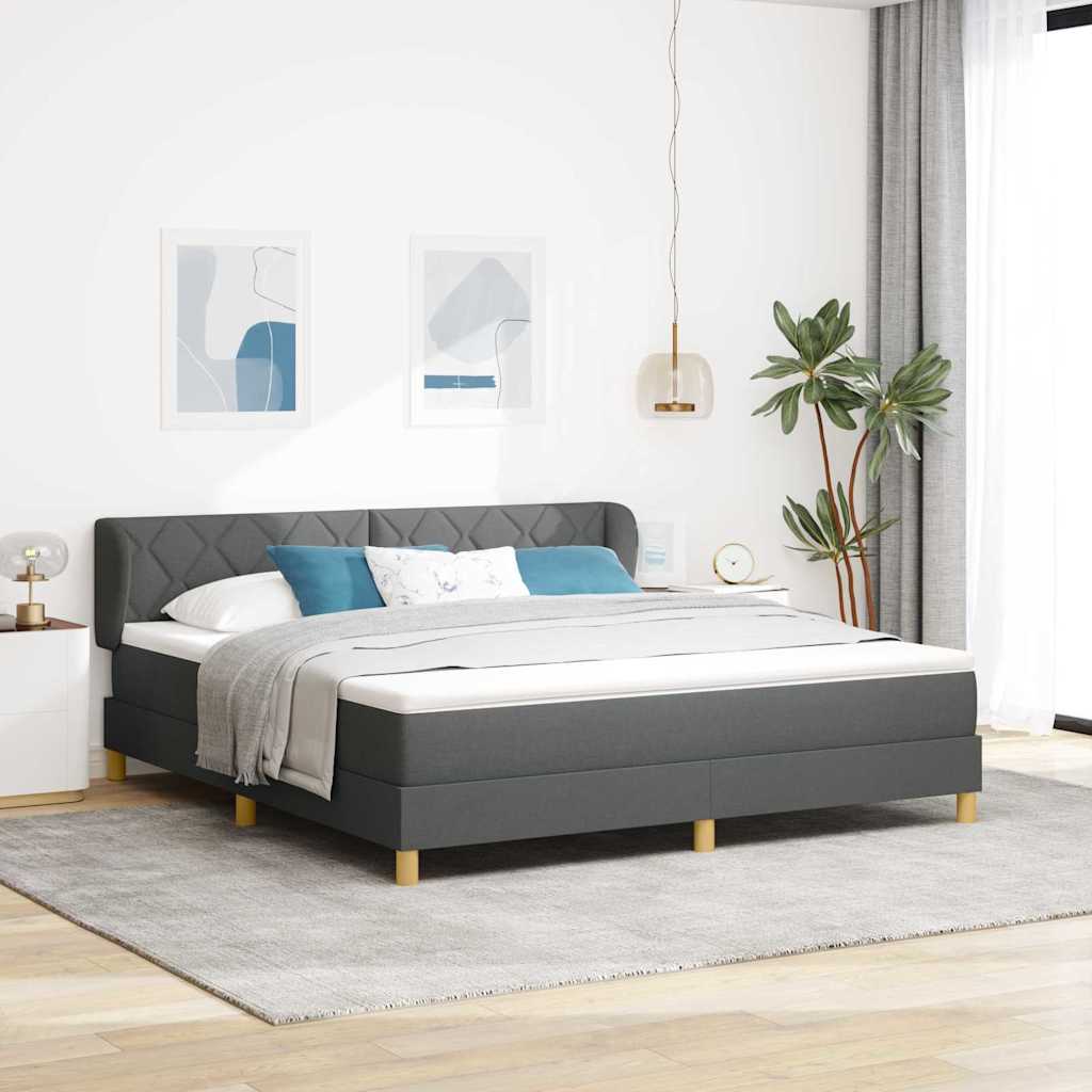 Letto a molle con testiera Grigio scuro 180 x 200 cm Tessuto | homemem39