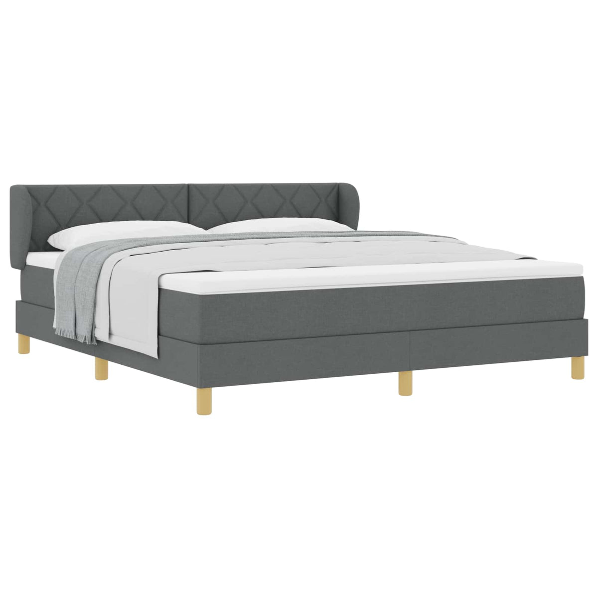 Letto a molle con testiera Grigio scuro 180 x 200 cm Tessuto
