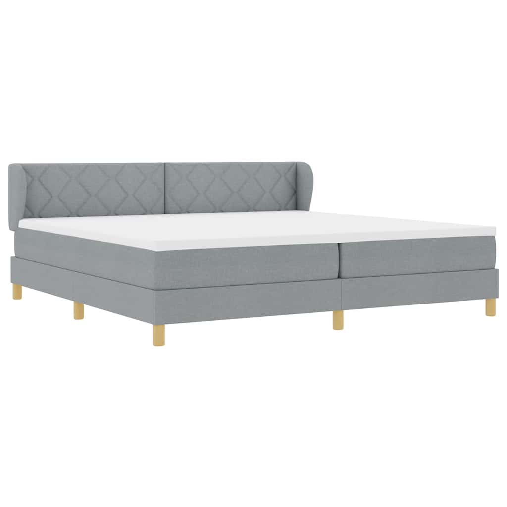 Letto a molle con testiera Grigio chiaro 200 x 200 cm Tessuto | homemem39