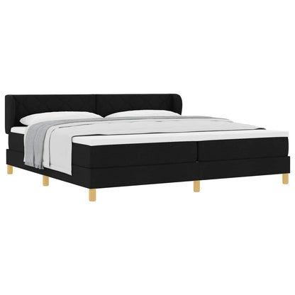 Letto a molle con testiera Nero 200 x 200 cm Tessuto