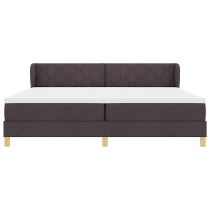 Letto a molle con testiera Marrone Scuro 200 x 200 cm Tessuto | homemem39
