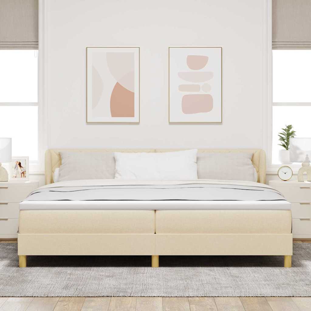 Letto a molle con testiera Crema 200 x 200 cm Tessuto | homemem39