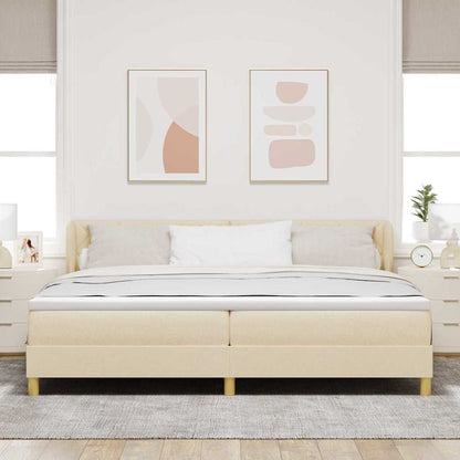 Letto a molle con testiera Crema 200 x 200 cm Tessuto | homemem39