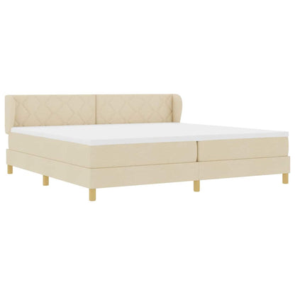 Letto a molle con testiera Crema 200 x 200 cm Tessuto | homemem39