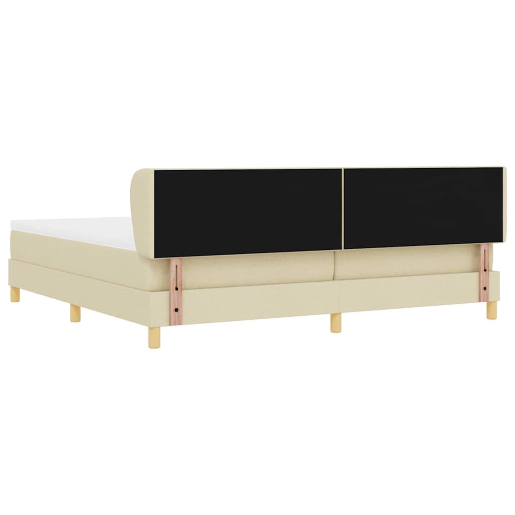 Letto a molle con testiera Crema 200 x 200 cm Tessuto | homemem39