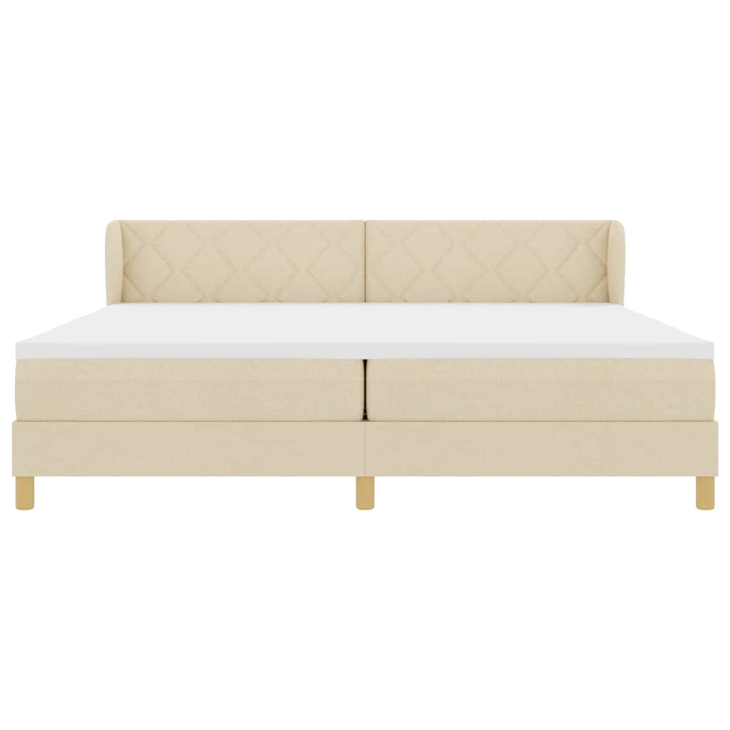 Letto a molle con testiera Crema 200 x 200 cm Tessuto | homemem39