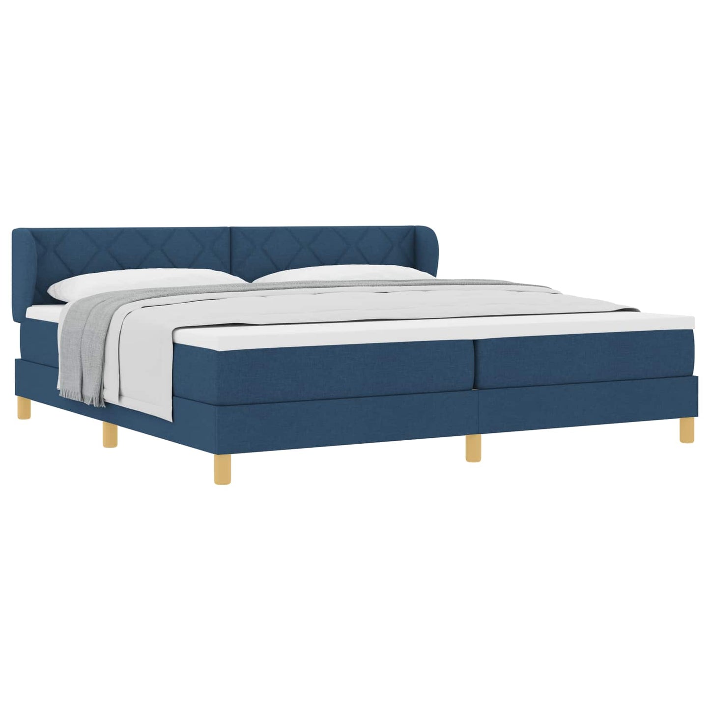 Letto a molle con testiera Blu 200 x 200 cm Tessuto