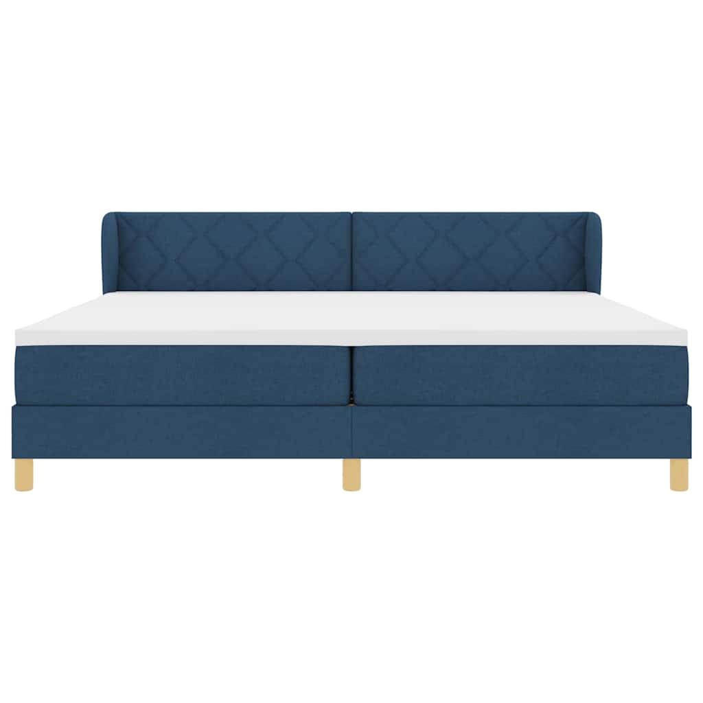 Letto a molle con testiera Blu 200 x 200 cm Tessuto | homemem39