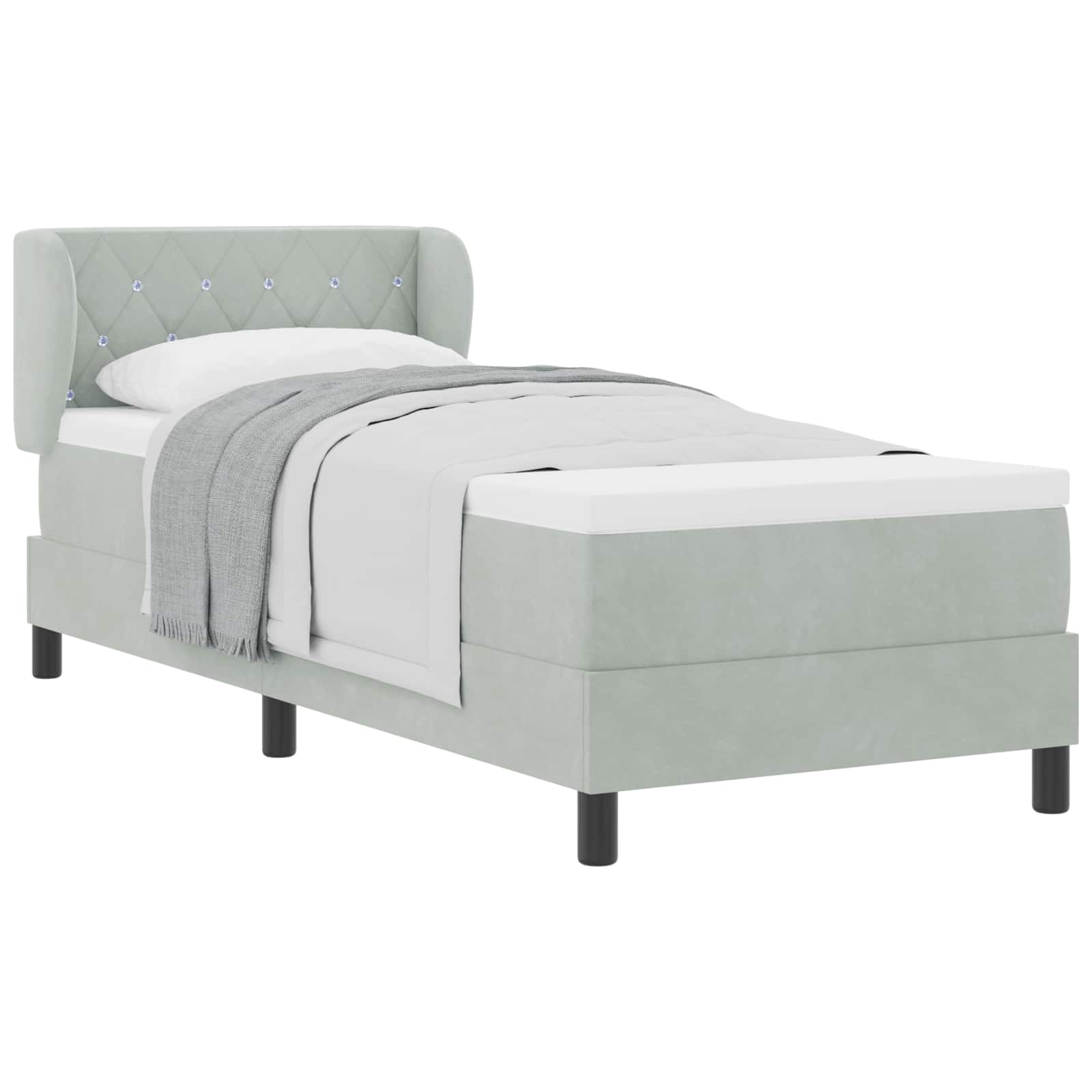 Letto a molle con testiera Grigio chiaro 80 x 200 cm Velluto | homemem39