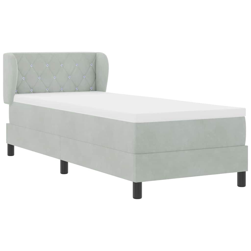 Letto a molle con testiera Grigio chiaro 80 x 200 cm Velluto | homemem39