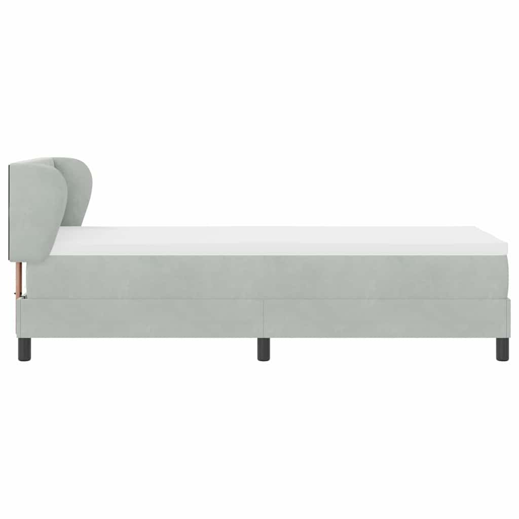 Letto a molle con testiera Grigio chiaro 80 x 200 cm Velluto | homemem39