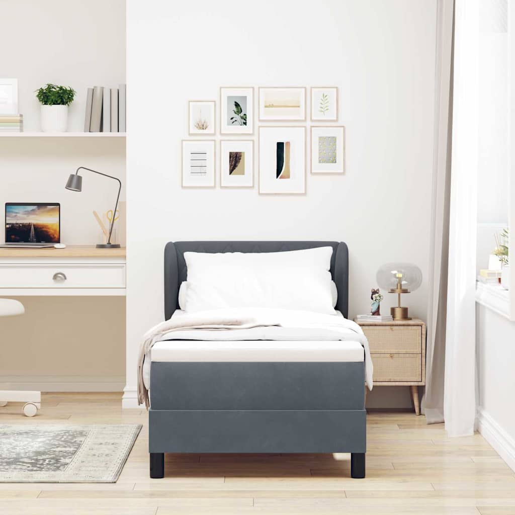 Letto a molle con testiera Grigio scuro 80 x 200 cm Velluto | homemem39