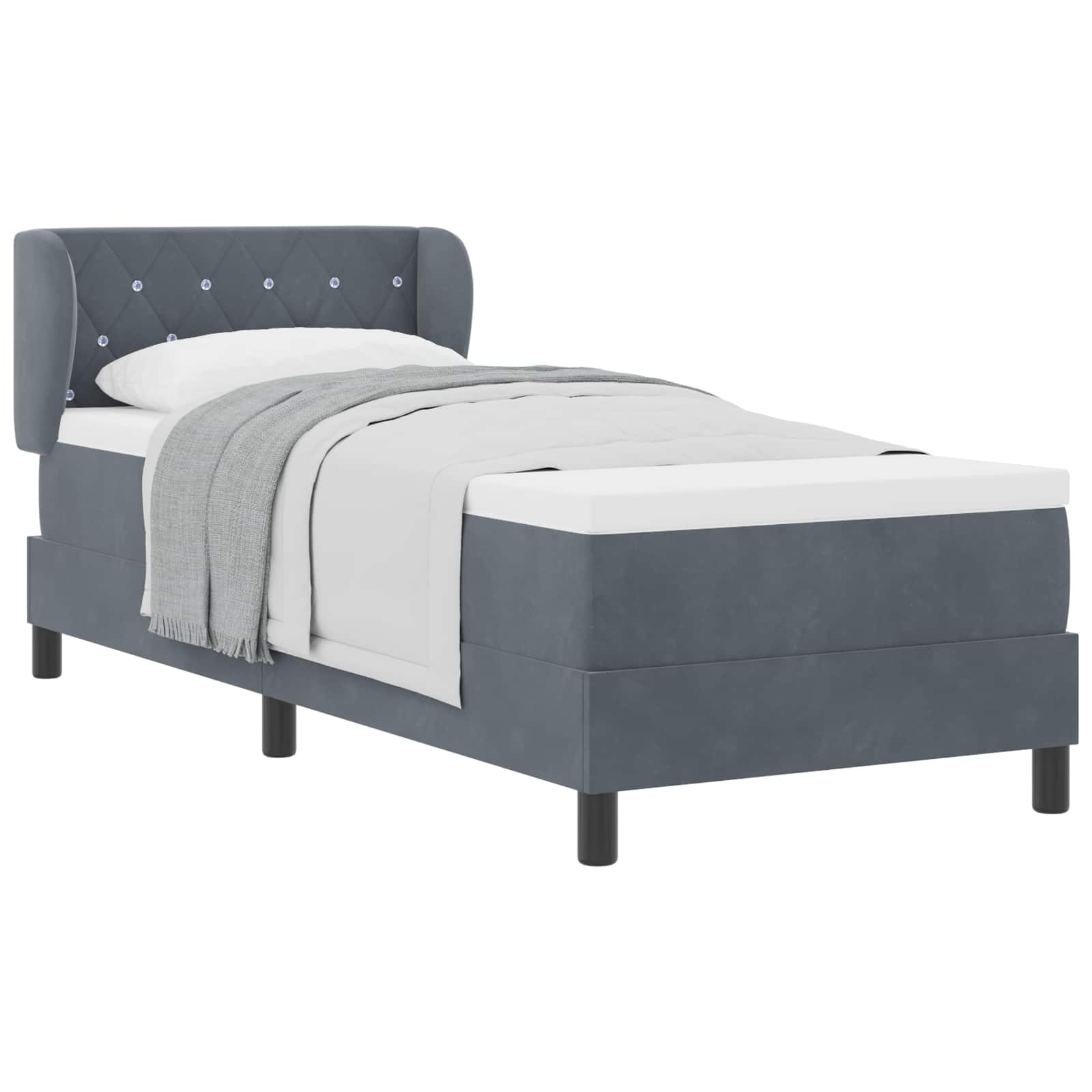 Letto a molle con testiera Grigio scuro 80 x 200 cm Velluto | homemem39