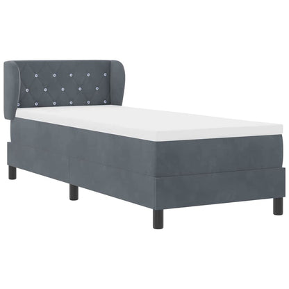 Letto a molle con testiera Grigio scuro 80 x 200 cm Velluto | homemem39