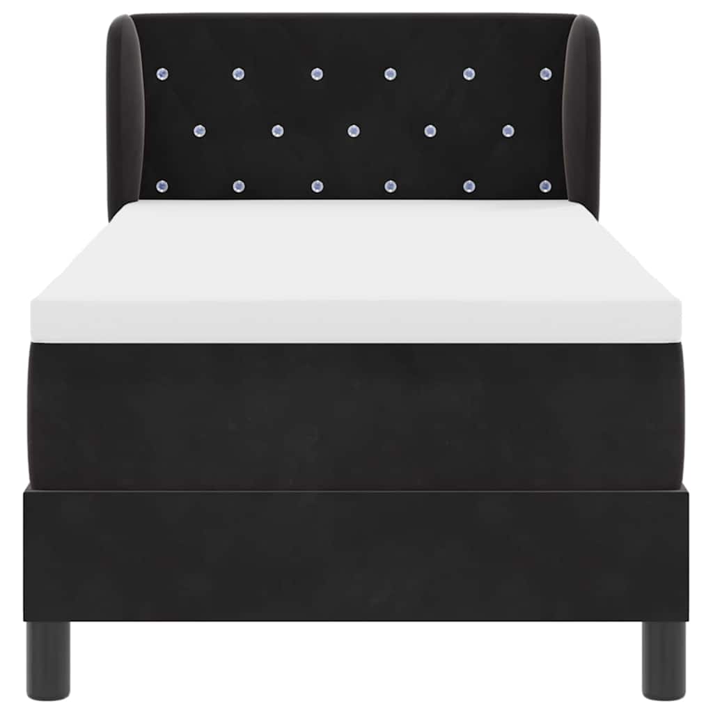 Letto a molle con testiera Nero 80 x 200 cm Velluto