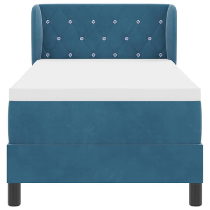 Letto a molle con testiera Blu scuro 80 x 200 cm Velluto