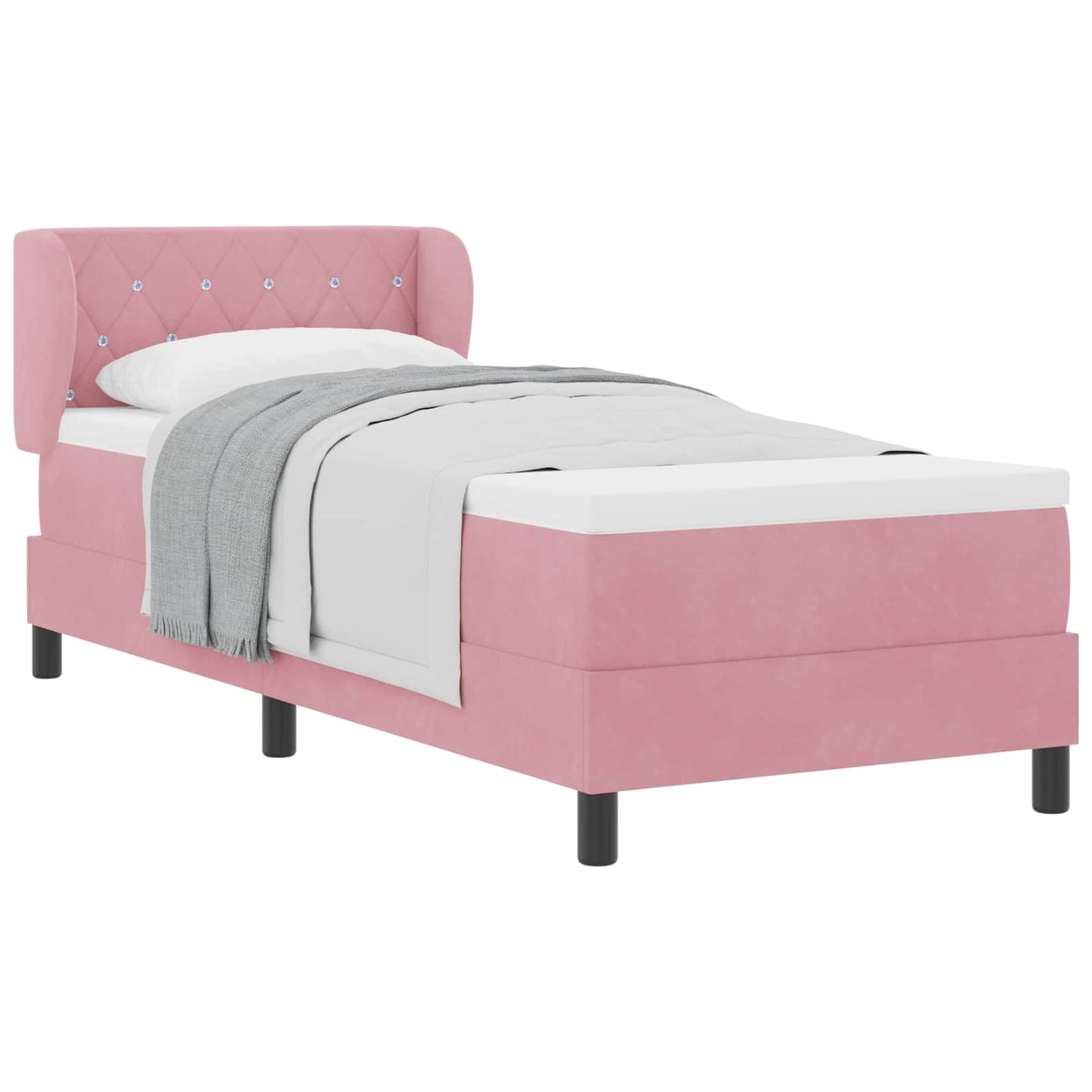 Letto a molle con testiera Rosa 80 x 200 cm Velluto | homemem39
