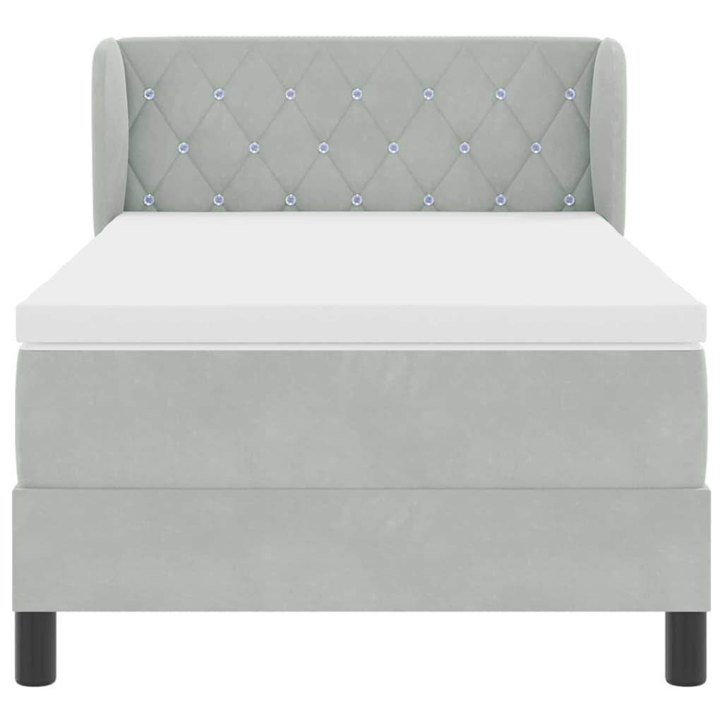 Letto a molle con testiera Grigio chiaro 90 x 190 cm Velluto | homemem39