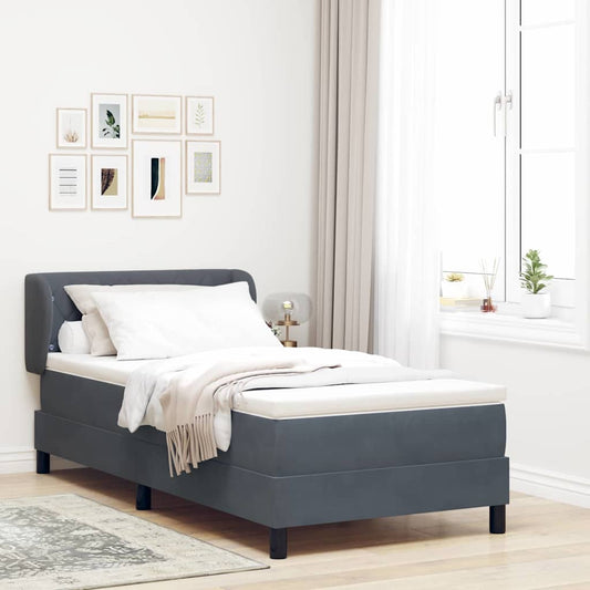 Letto a molle con testiera Grigio scuro 90 x 190 cm Velluto | homemem39