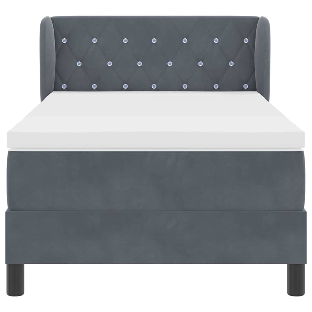 Letto a molle con testiera Grigio scuro 90 x 190 cm Velluto | homemem39