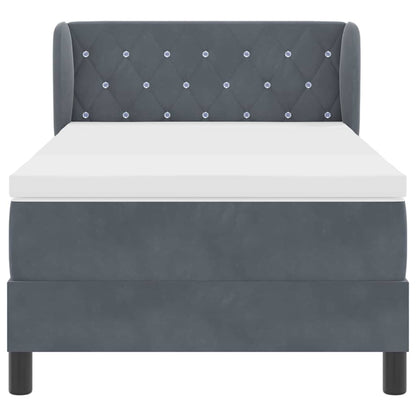 Letto a molle con testiera Grigio scuro 90 x 190 cm Velluto | homemem39