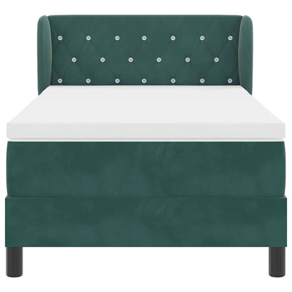 Letto a molle con materasso Verde scuro 90 x 190 cm Velluto