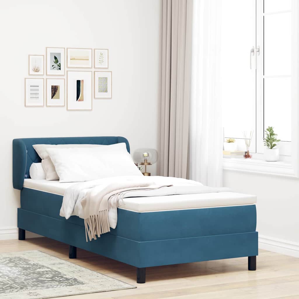 Letto a molle con testiera Blu scuro 90 x 190 cm Velluto | homemem39