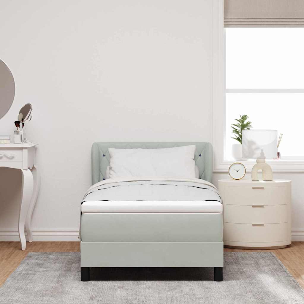 Letto a molle con testiera Grigio chiaro 90 x 200 cm Velluto | homemem39