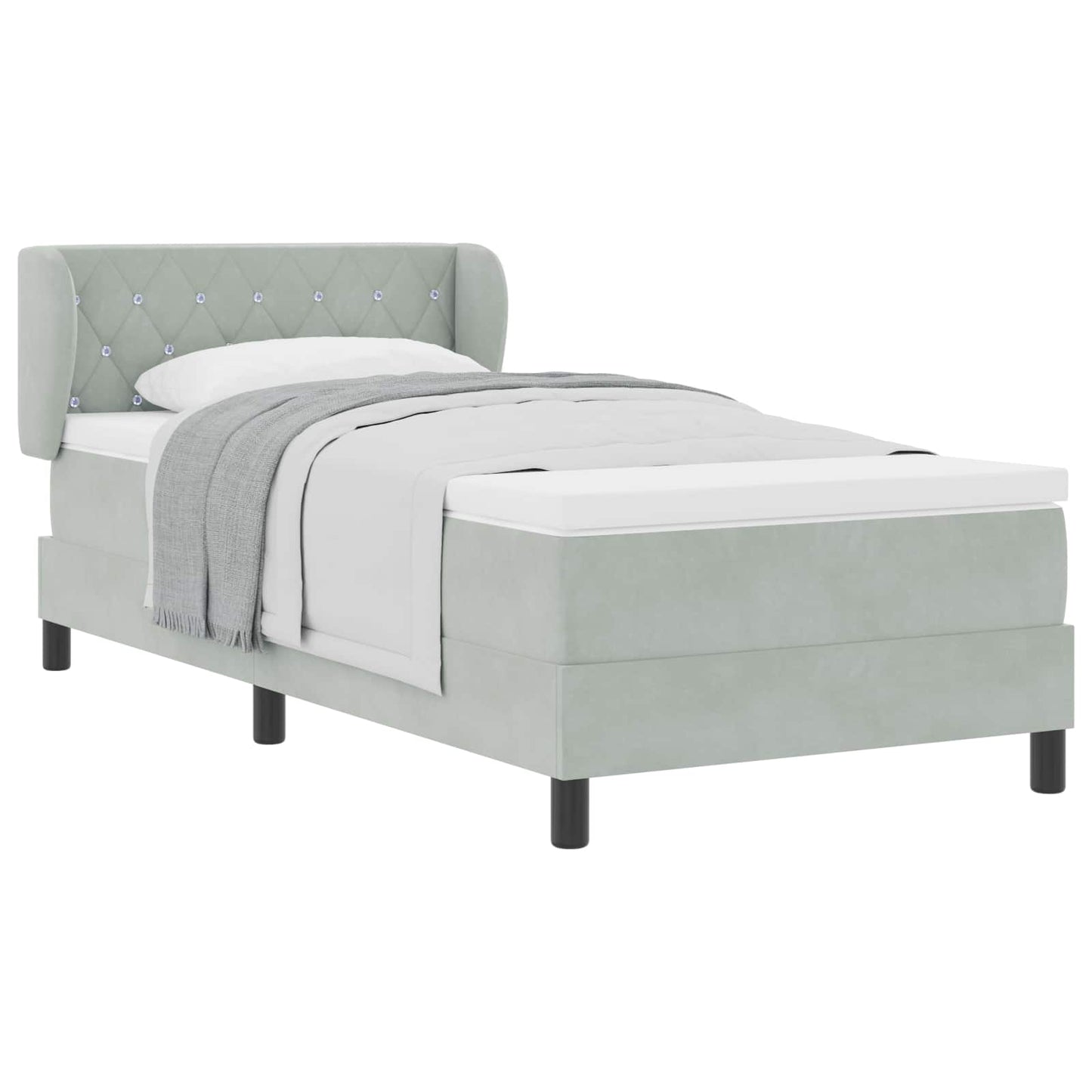 Letto a molle con testiera Grigio chiaro 90 x 200 cm Velluto | homemem39
