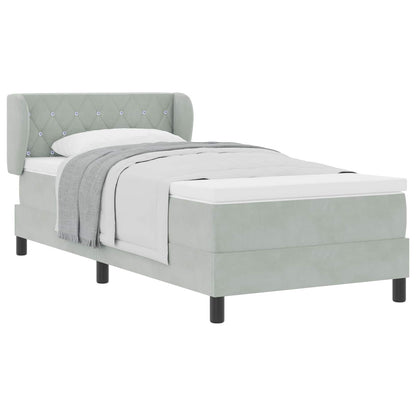 Letto a molle con testiera Grigio chiaro 90 x 200 cm Velluto | homemem39