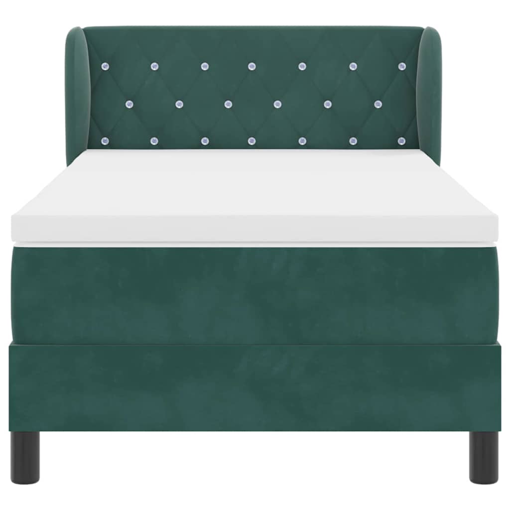 Letto a molle con testiera Verde scuro 90 x 200 cm Velluto | homemem39