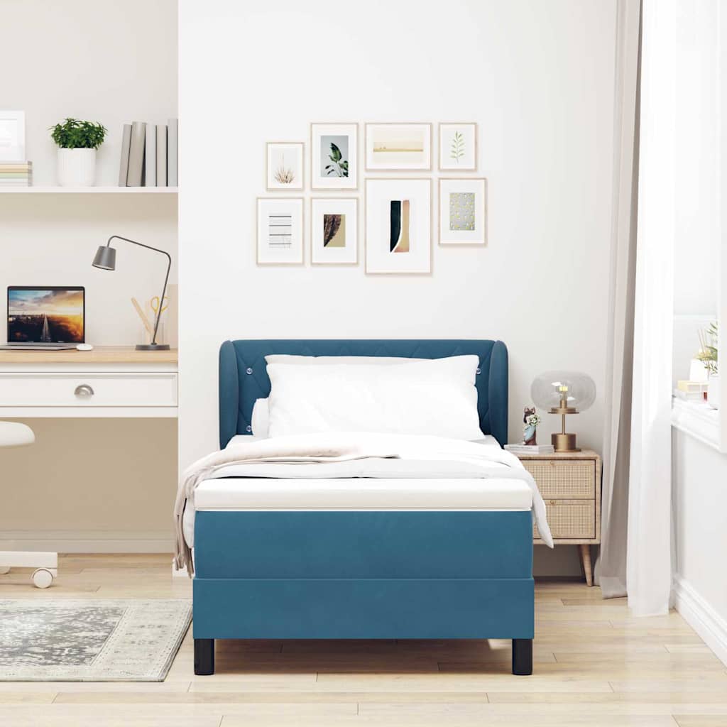 Letto a molle con testiera Blu scuro 90 x 200 cm Velluto | homemem39