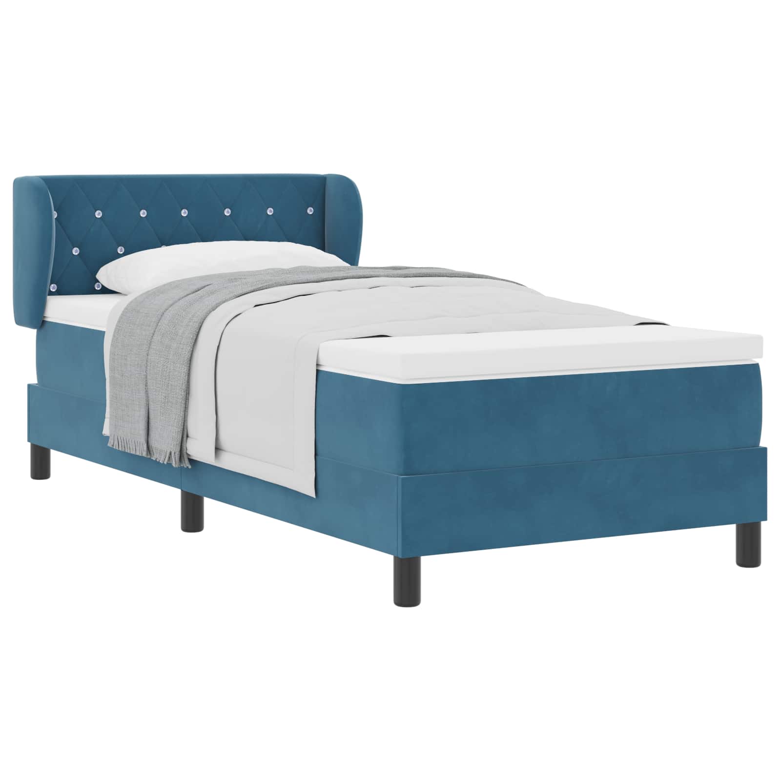 Letto a molle con testiera Blu scuro 90 x 200 cm Velluto | homemem39