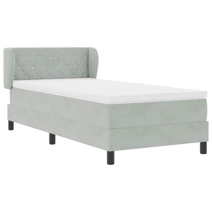 Letto a molle con testiera Grigio chiaro 100 x 200 cm Velluto | homemem39