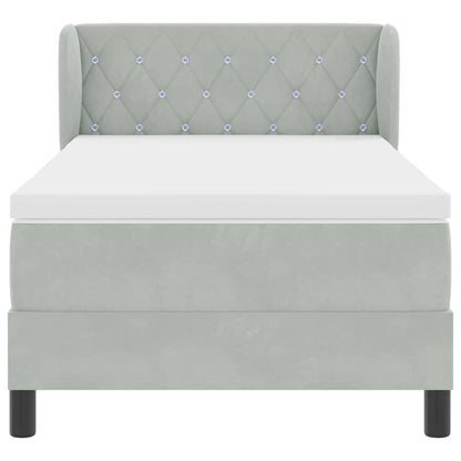 Letto a molle con testiera Grigio chiaro 100 x 200 cm Velluto | homemem39