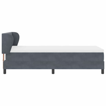 Letto a molle con materasso Grigio scuro 100 x 200 cm Velluto