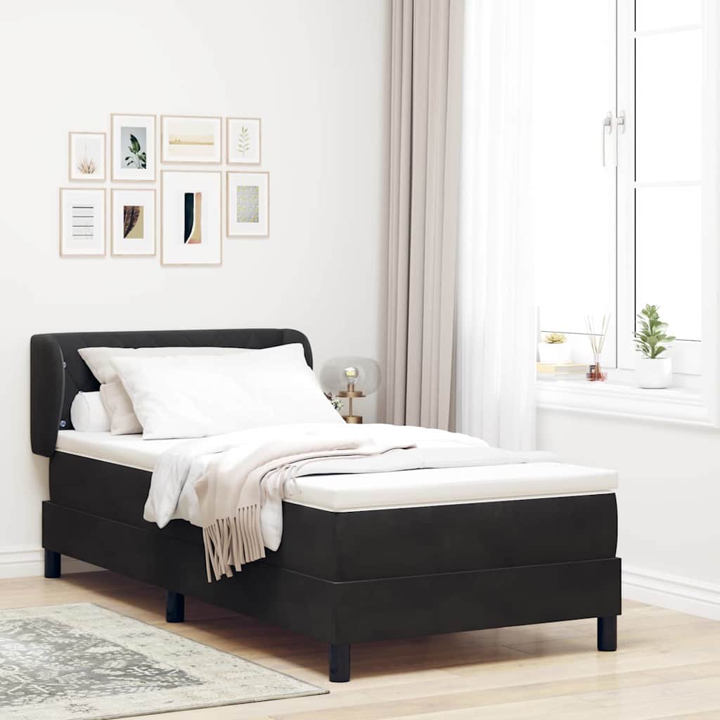Letto a molle con testiera Nero 100 x 200 cm Velluto | homemem39
