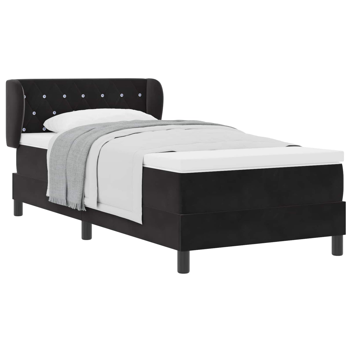 Letto a molle con testiera Nero 100 x 200 cm Velluto | homemem39