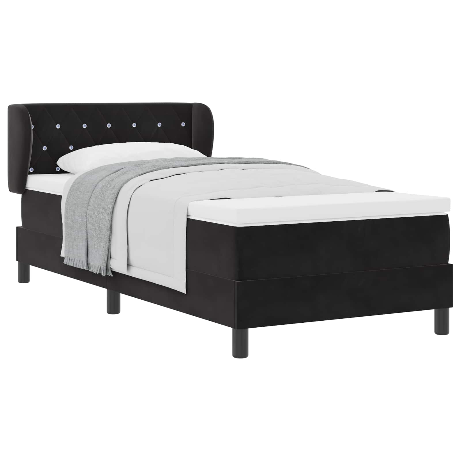 Letto a molle con testiera Nero 100 x 200 cm Velluto | homemem39